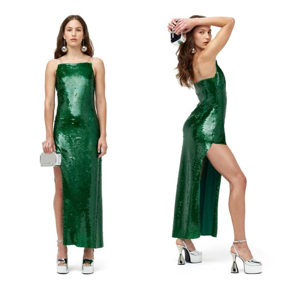 SIMON MILLER - Sequin Vine Dress in Green Joot Size 6